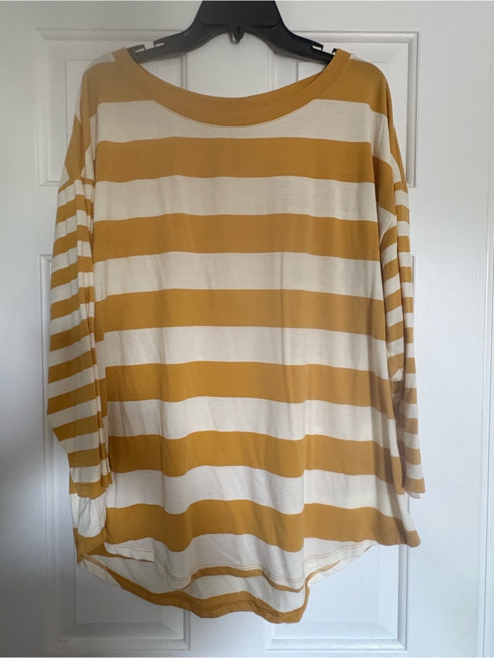 Maurice’s 24/7 Mustard Stripe Boatneck Women's Top XXL